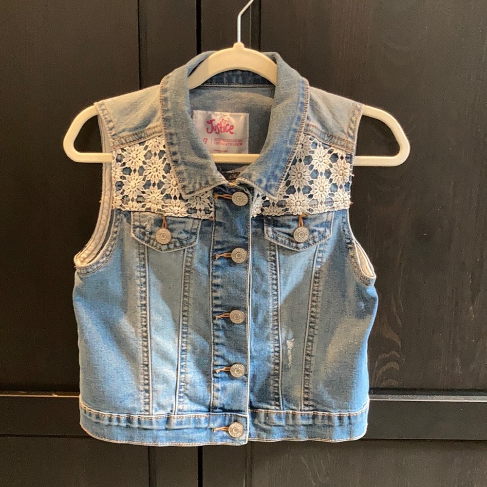 Girls justice denim vest